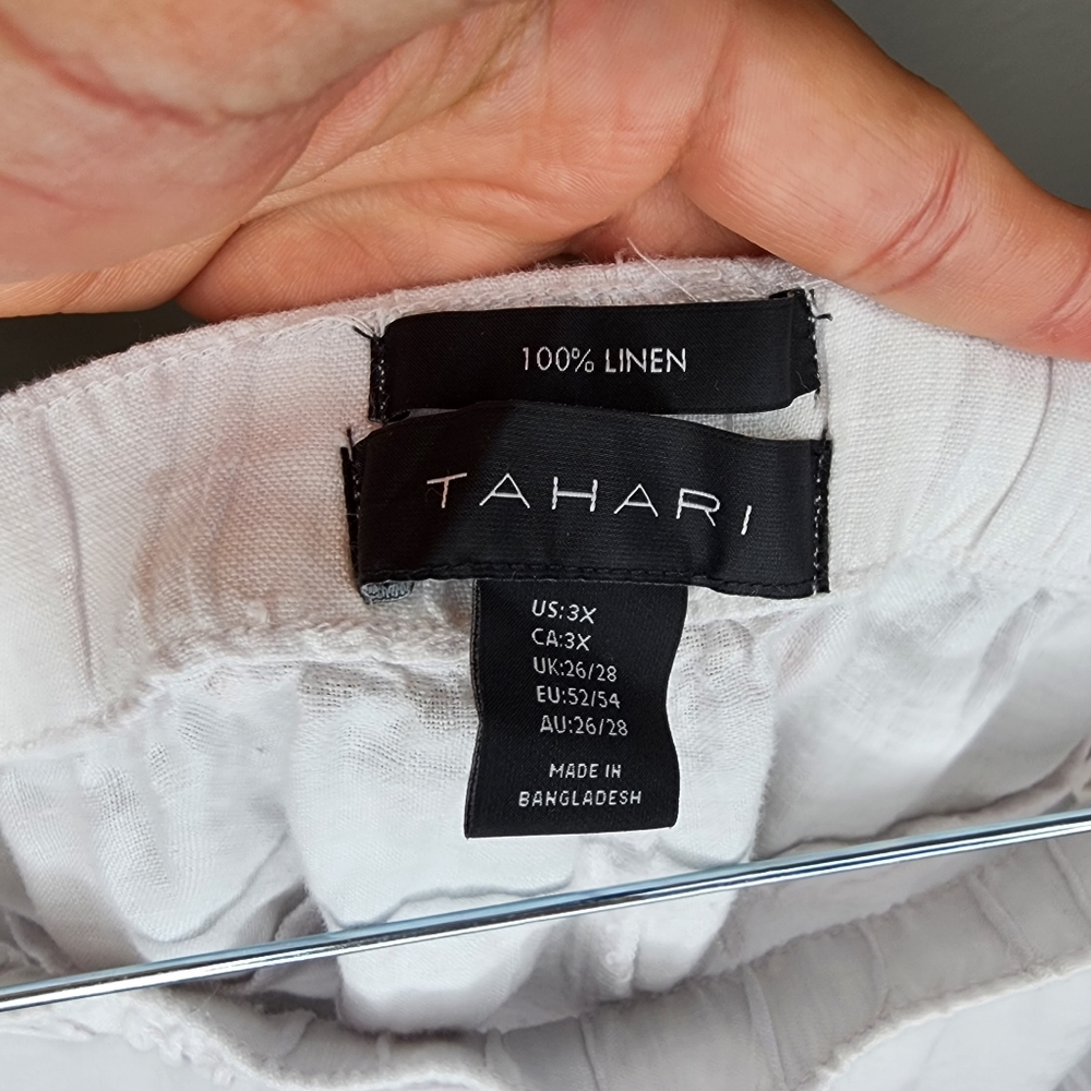 Tahari White 100% Linen Shorts Size 3X - Picture 4 of 5